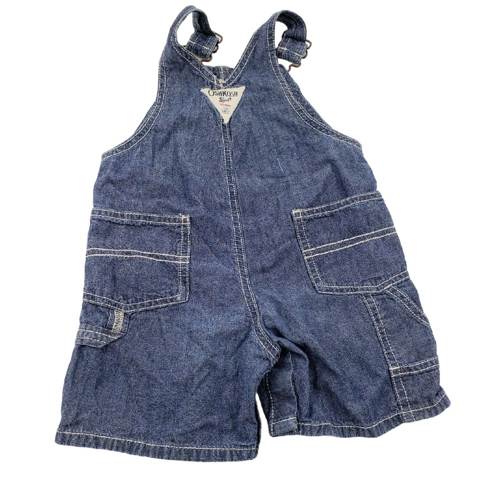 Oshkosh Shortalls Size 18m Kids Baby Denim Chambray Embroidery Carpenter - Picture 4 of 4